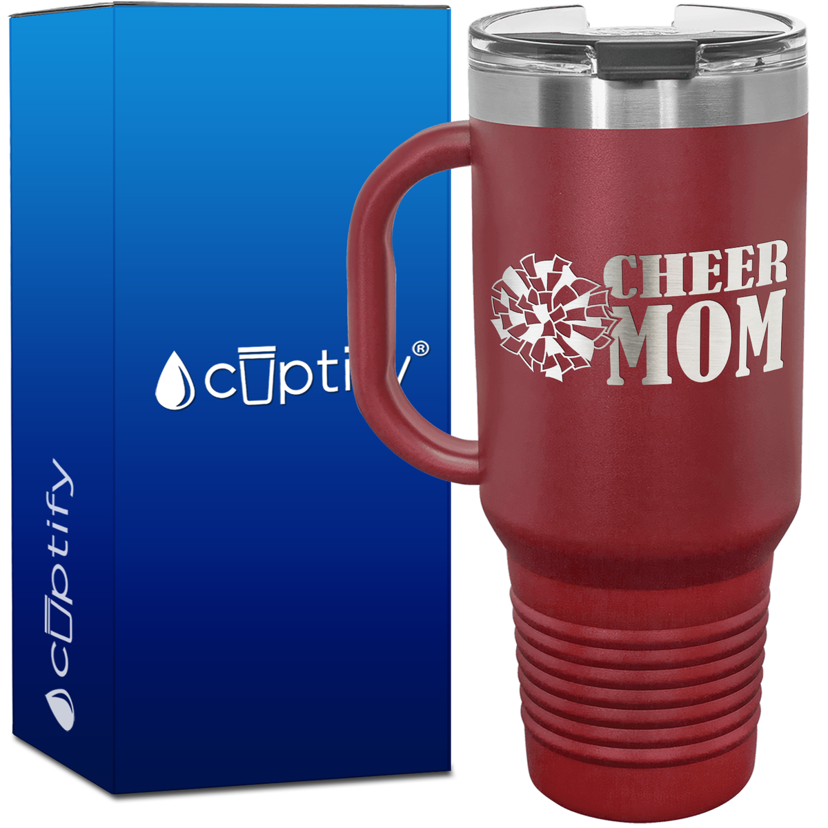 Cheer Mom with Pom Pom 40oz Cheer Travel Mug