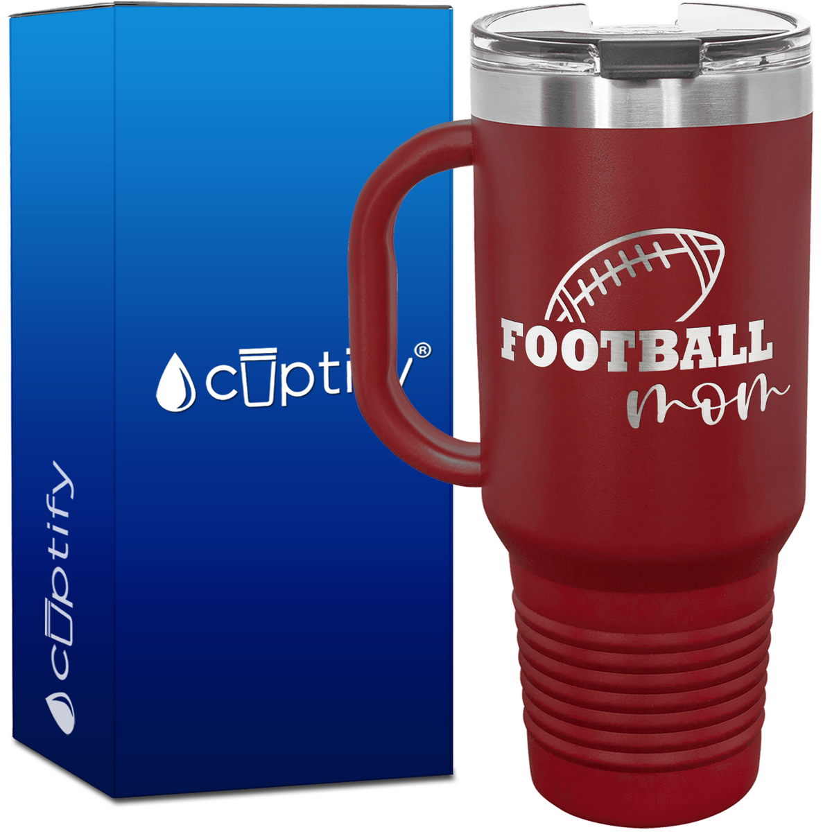 Football Mom 40oz Football Travel Mug