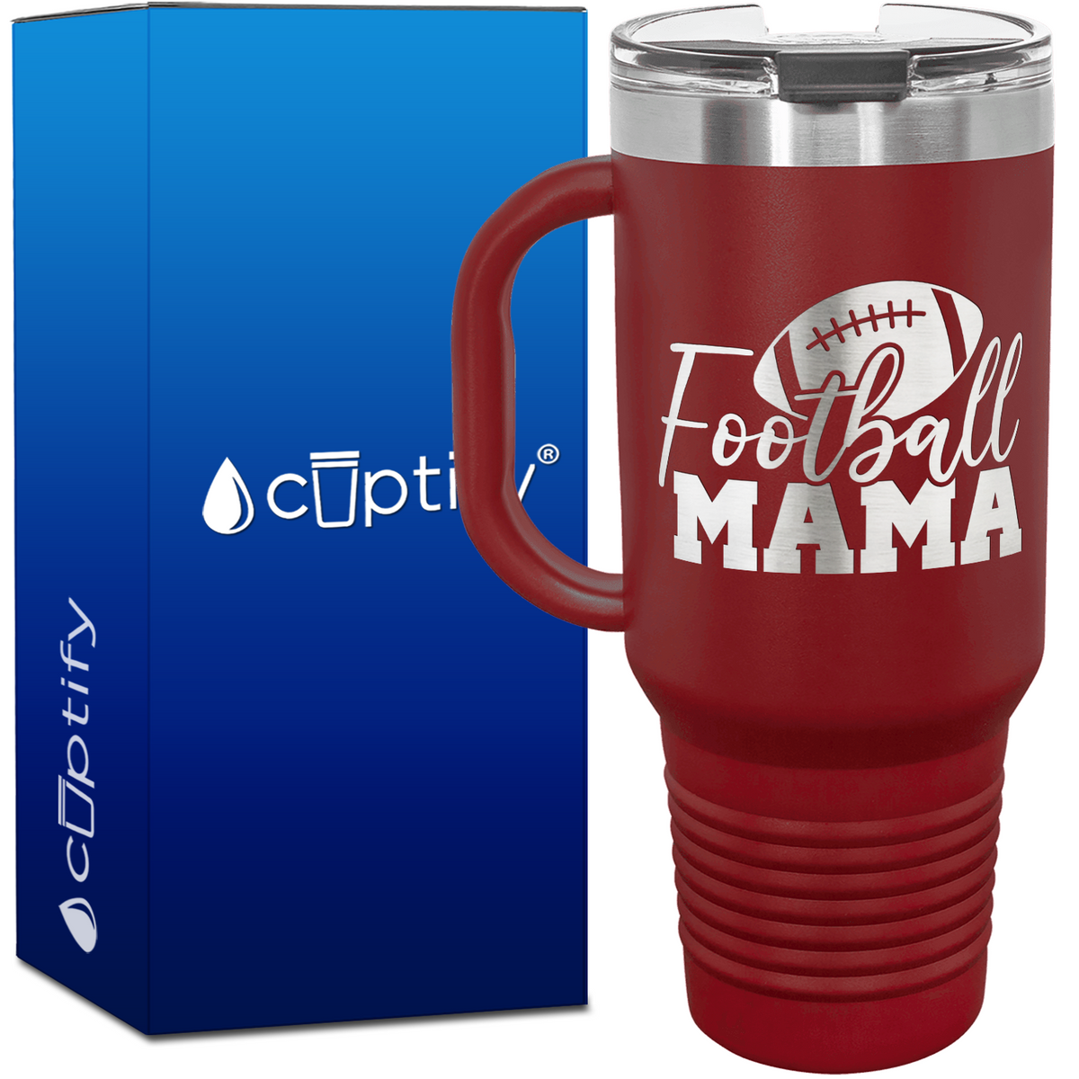 Football Mama with Football 40oz Football Travel Mug
