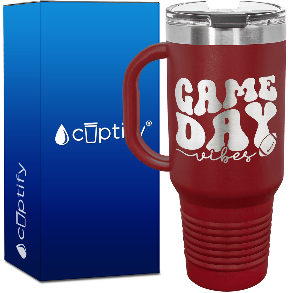Game Day Vibes Football 40oz Football Travel Mug