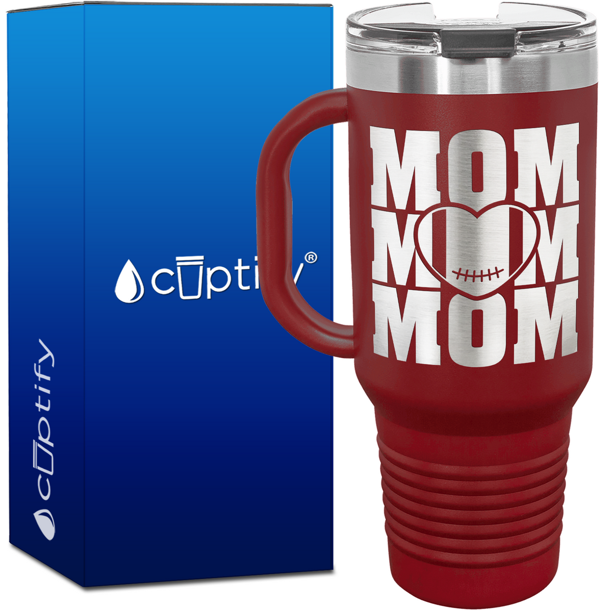 Mom Mom Mom Football 40oz Football Travel Mug