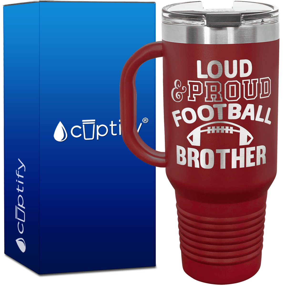 Loud and Proud Football Brother 40oz Football Travel Mug