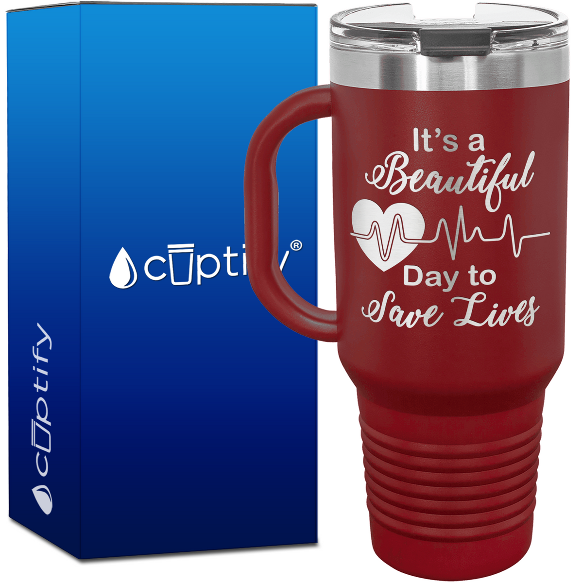 It's a Beautiful Day to Save Lives 40oz Nurse Travel Mug