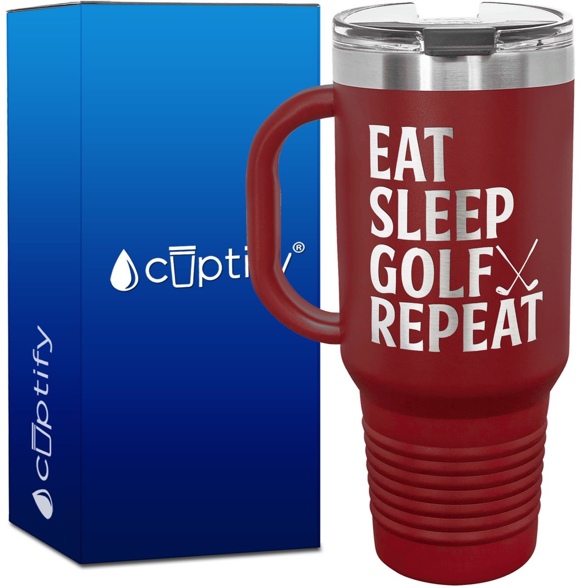 Eat Sleep Golf Repeat Golf Clubs 40oz Golf Travel Mug