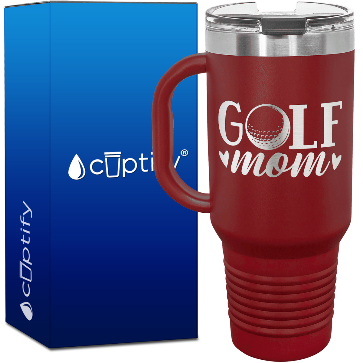 Golf Mom Hearts 40oz Golf Travel Mug