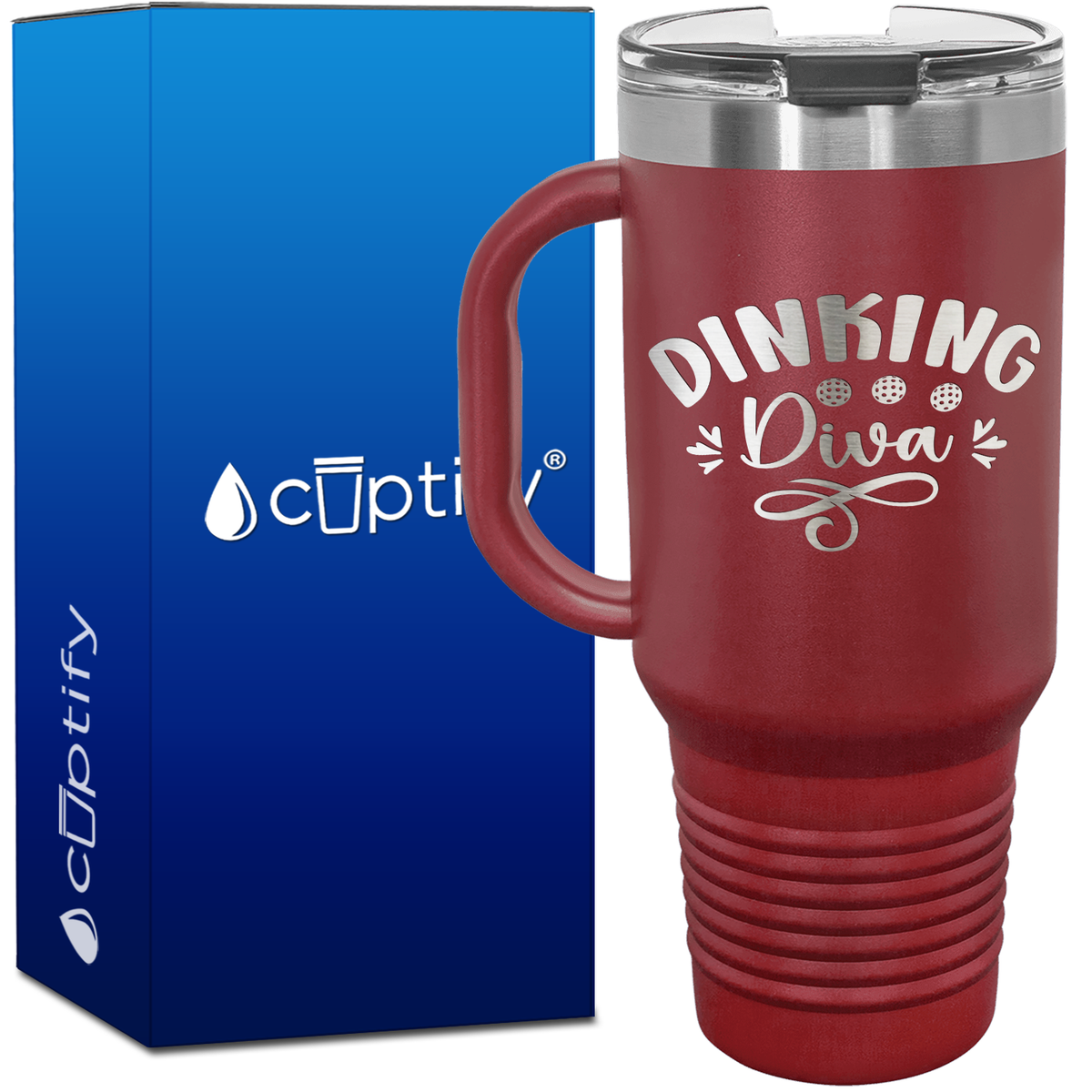 Dinking Diva Pickleball 40oz Pickleball Travel Mug