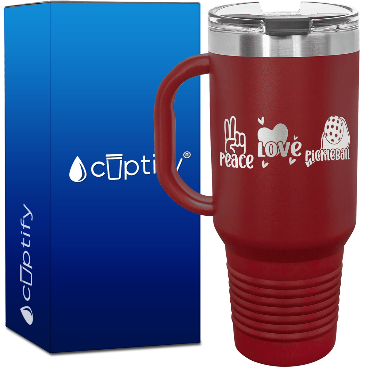 Peace Love Pickleball 40oz Pickleball Travel Mug