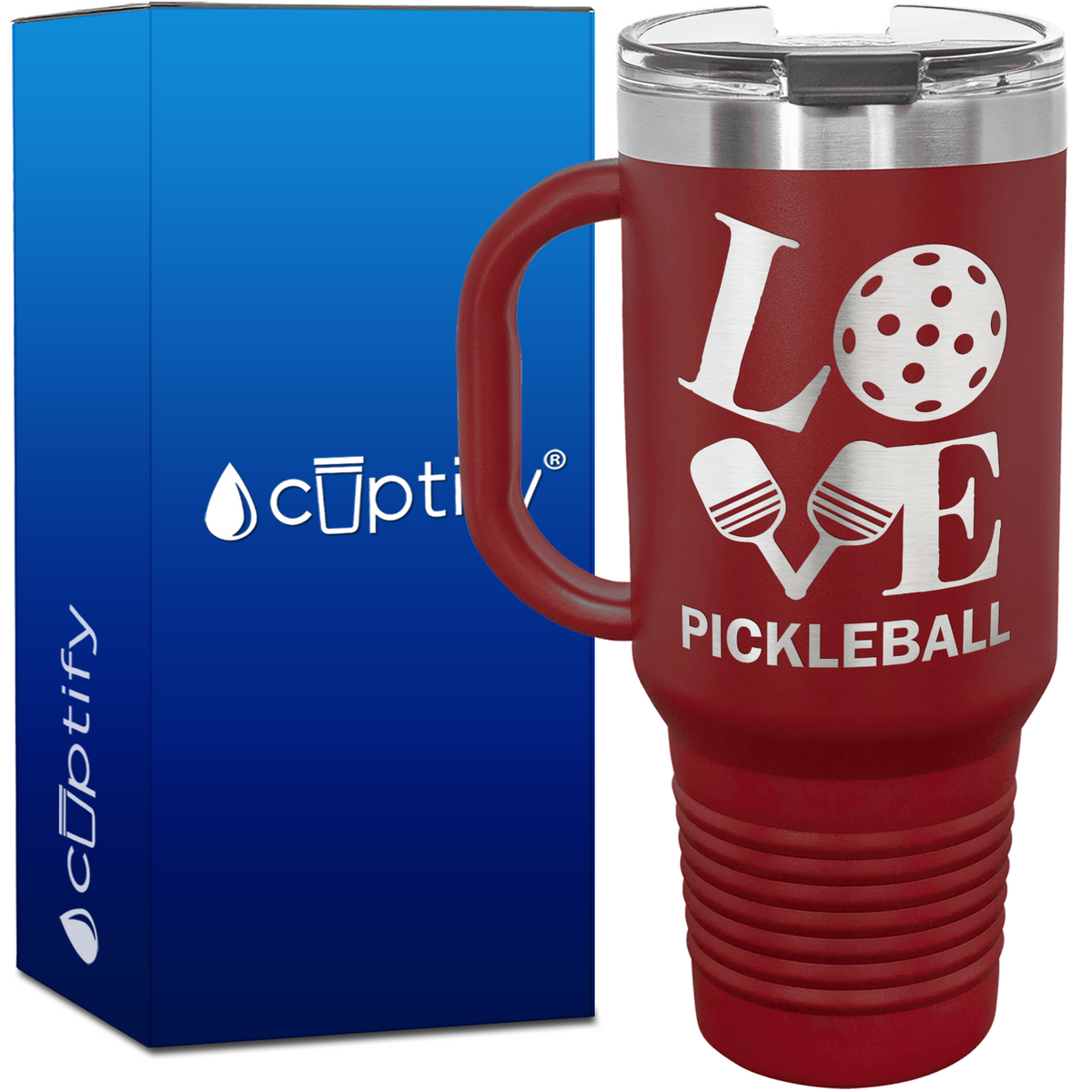 Love Pickleball Paddle 40oz Pickleball Travel Mug
