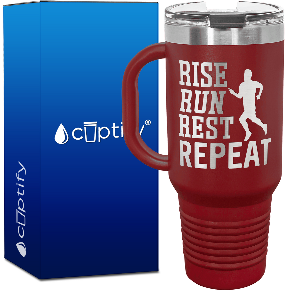 Rise Run Rest Repeat 40oz Running Travel Mug
