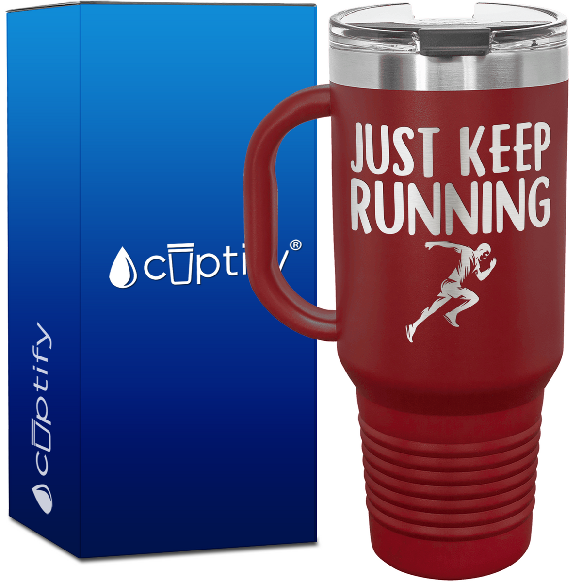Just Keep Running Silhouette 40oz Running Travel Mug