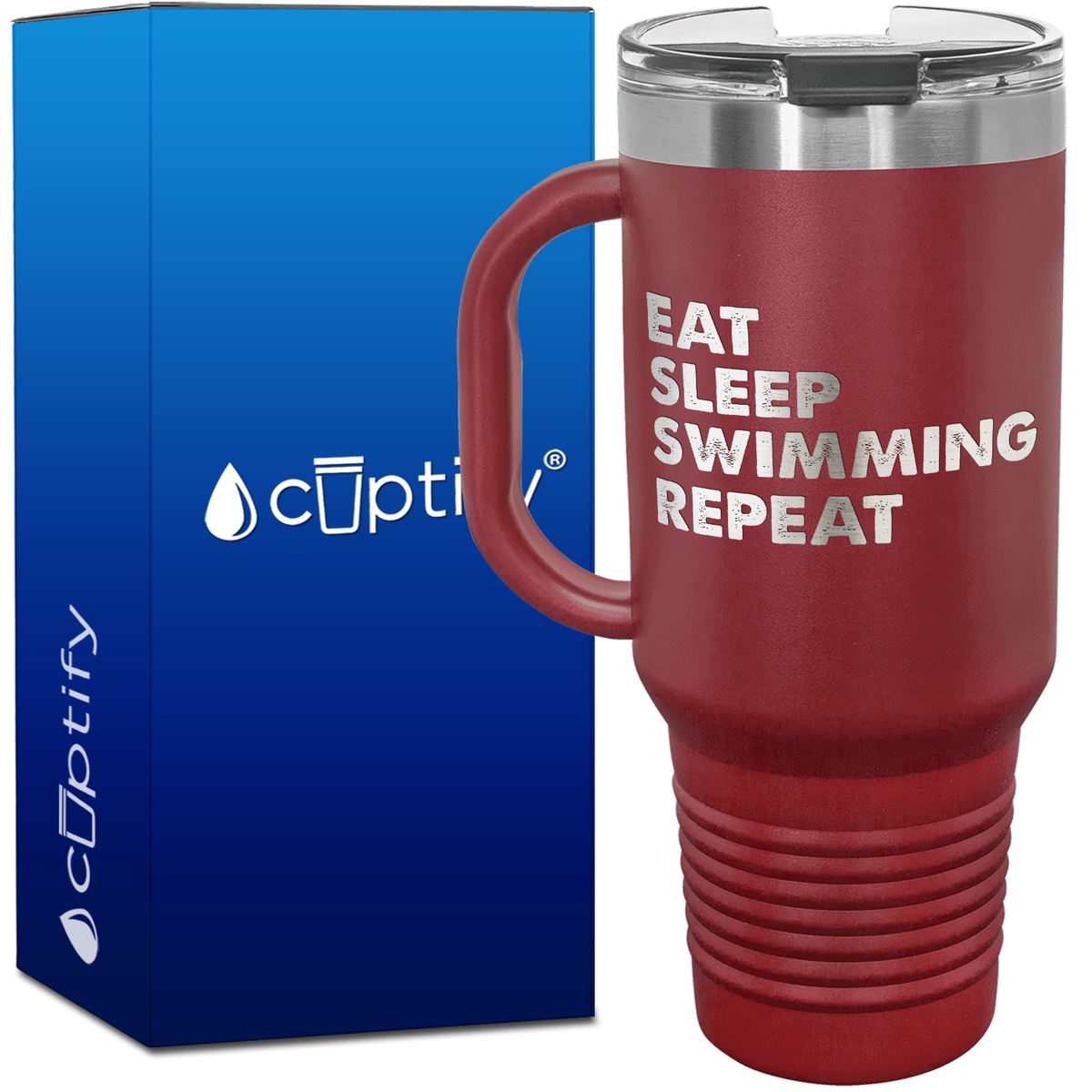 Eat Sleep Swimming Repeat 40oz Swimming Travel Mug