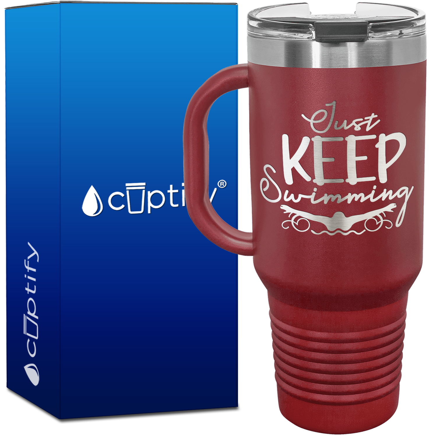 Just Keep Swimming with Swimmer 40oz Swimming Travel Mug