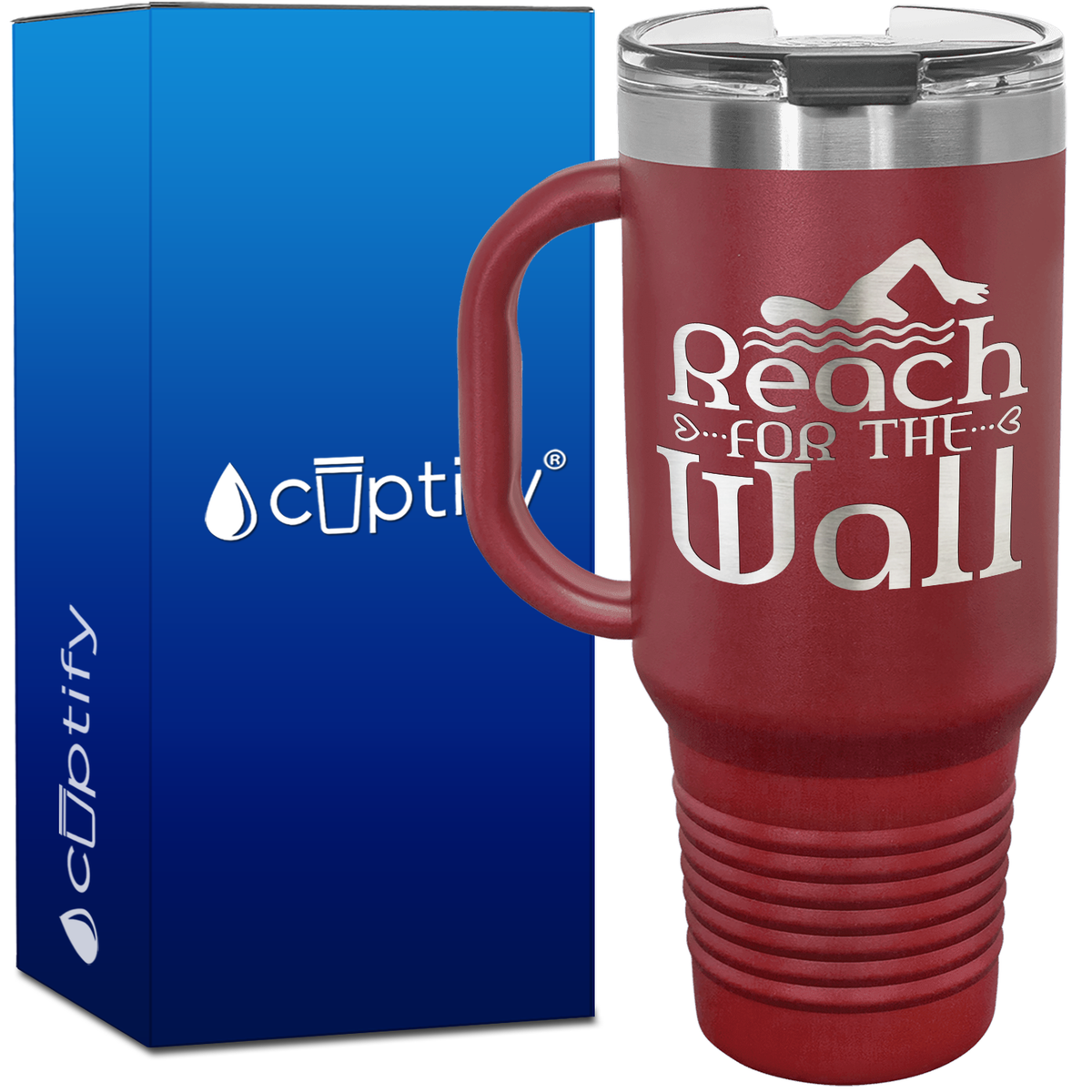 Reach for the Wall with Swimmer 40oz Swimming Travel Mug