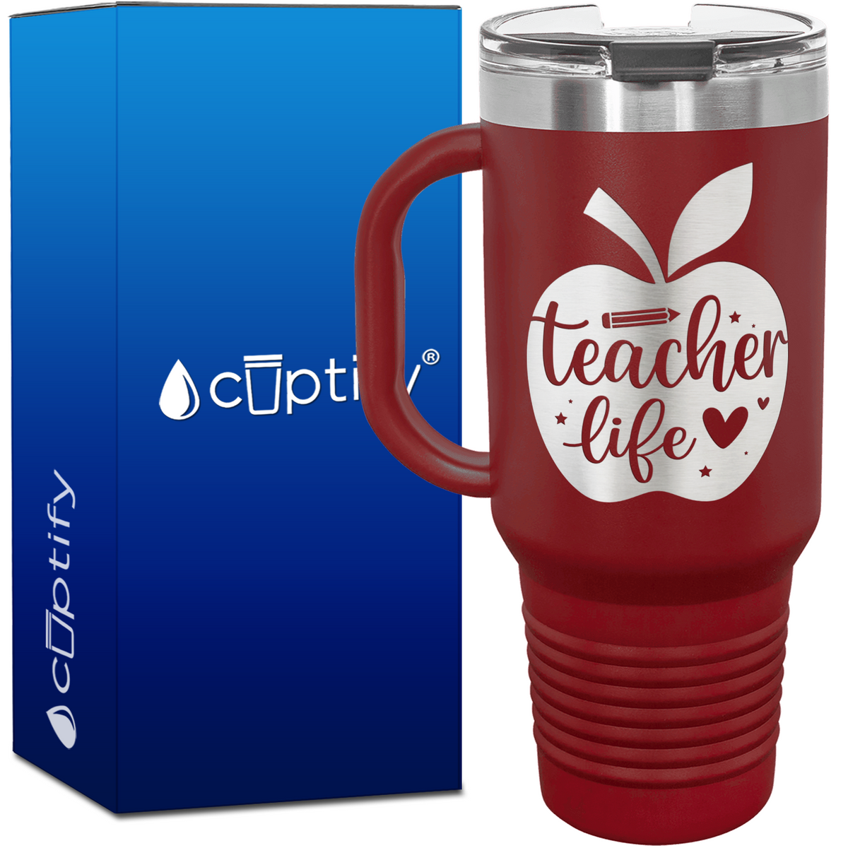 Teacher Life Apple 40oz Teacher Travel Mug