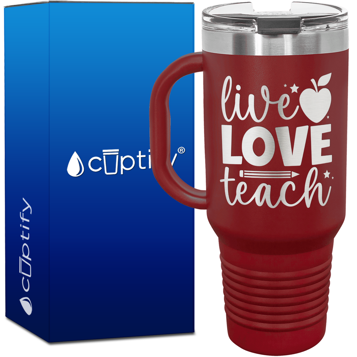 Live Love Teach with Apple 40oz Teacher Travel Mug