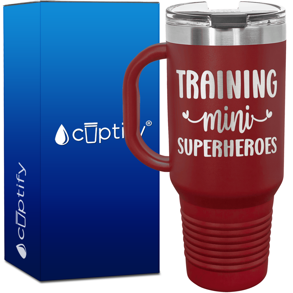 Training Mini Superheroes 40oz Teacher Travel Mug