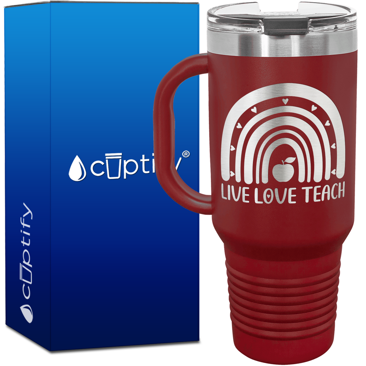 Live Love Teach Rainbow 40oz Teacher Travel Mug