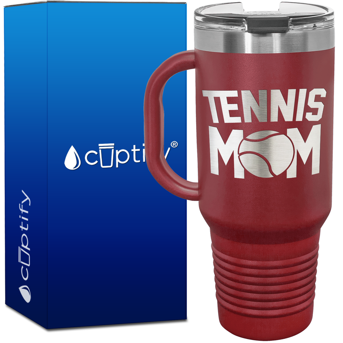 Tennis Mom with Ball 40oz Tennis Travel Mug
