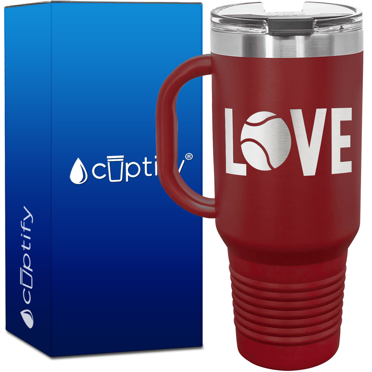 Tennis Love with Ball 40oz Tennis Travel Mug