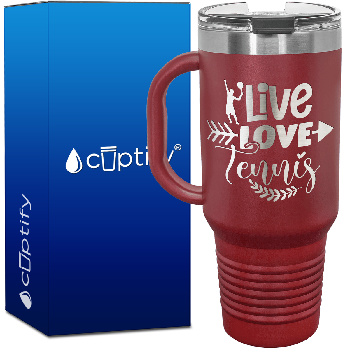 Live Love Tennis with Silhouette 40oz Tennis Travel Mug