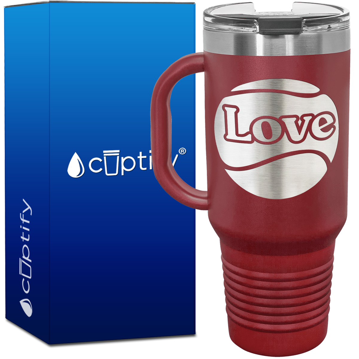Love Tennis Ball Silhouette 40oz Tennis Travel Mug