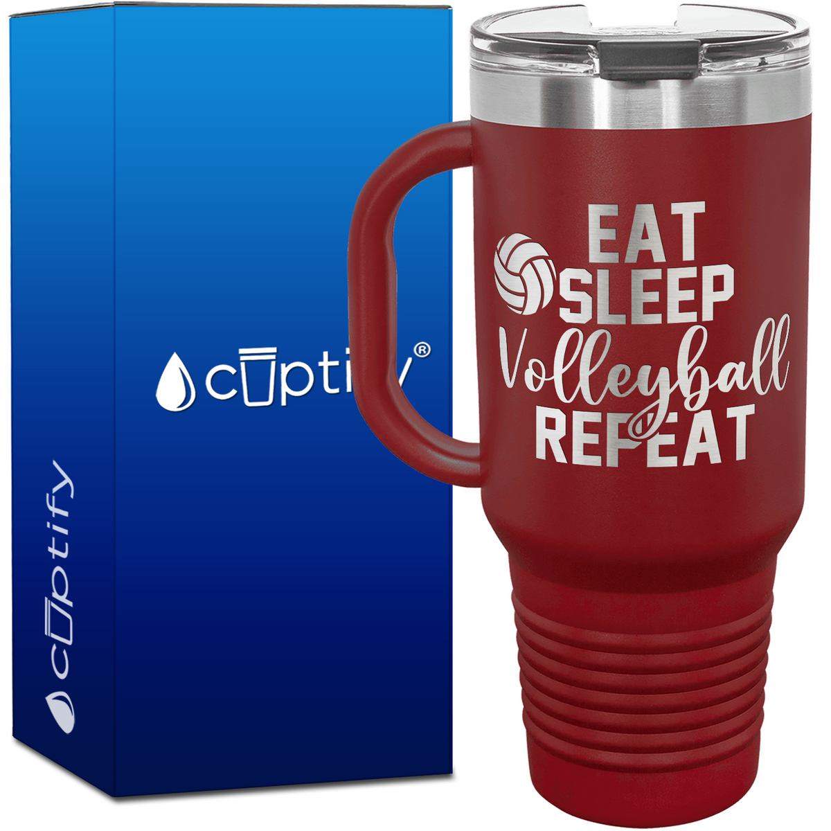 Eat Sleep Volleyball Repeat 40oz Volleyball Travel Mug