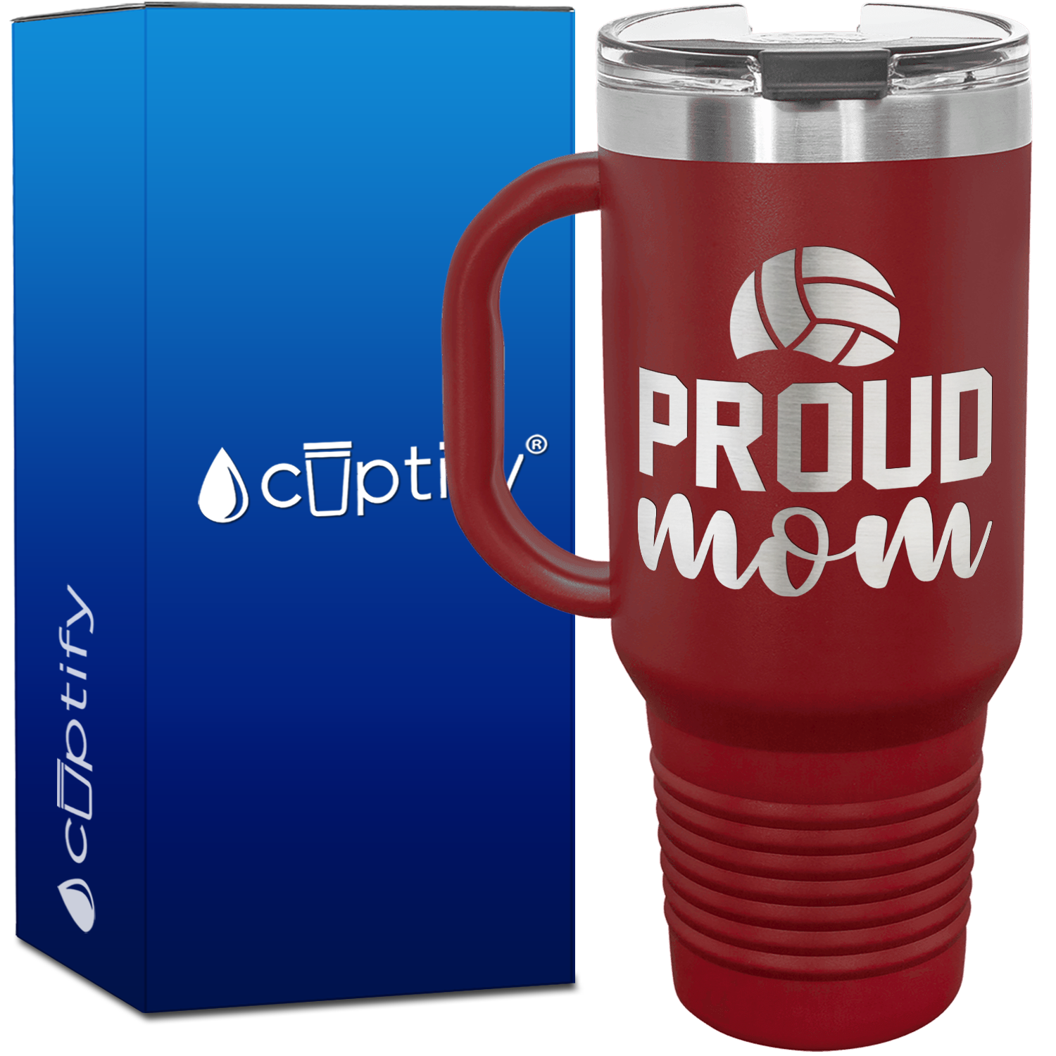 Proud Mom 40oz Volleyball Travel Mug