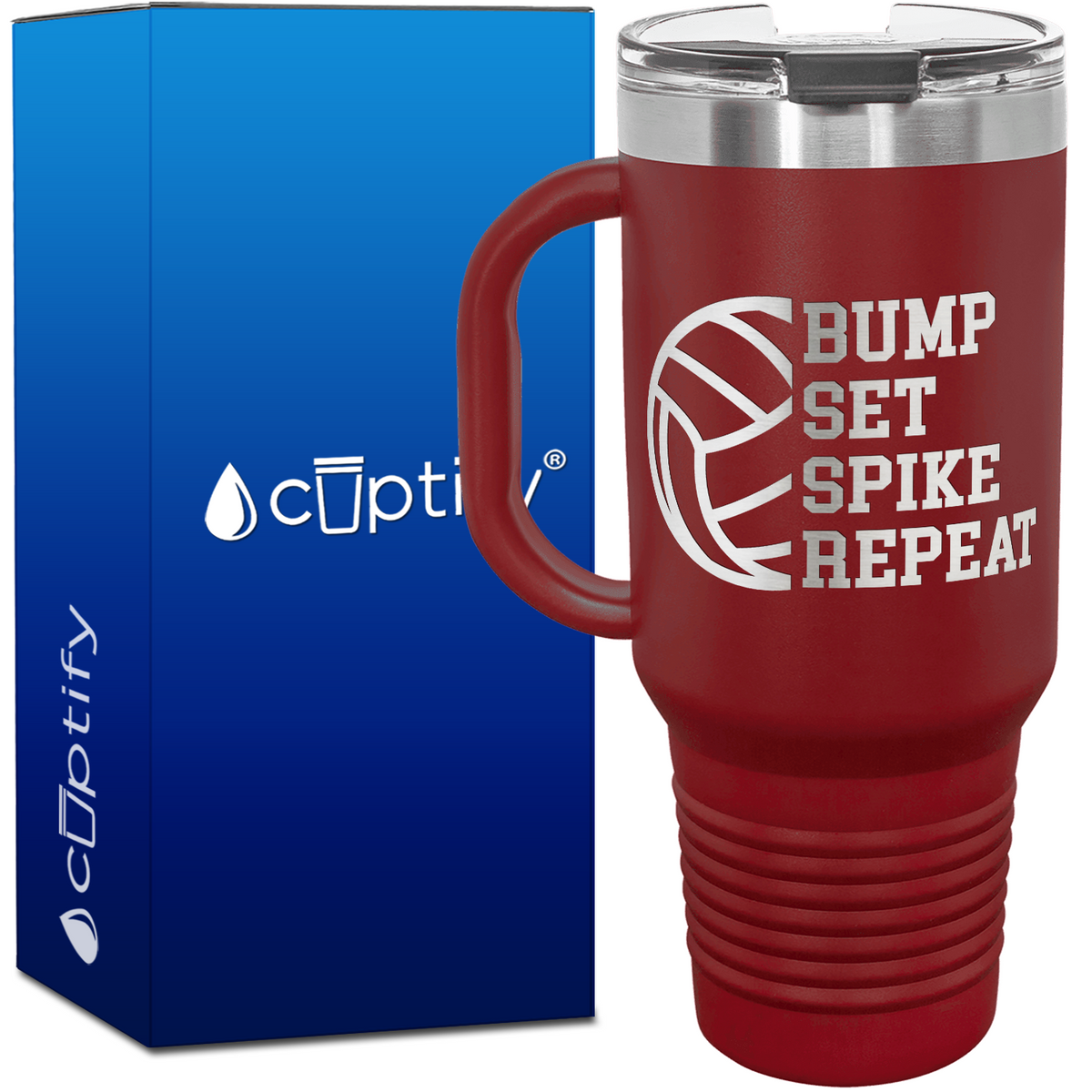 Bump Set Spike Repeat 40oz Volleyball Travel Mug