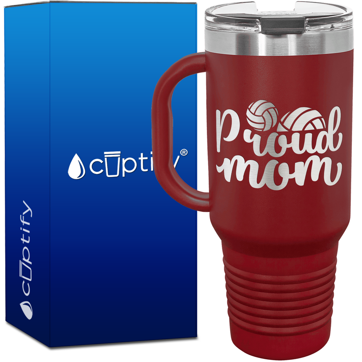 Proud Mom 40oz Volleyball Travel Mug