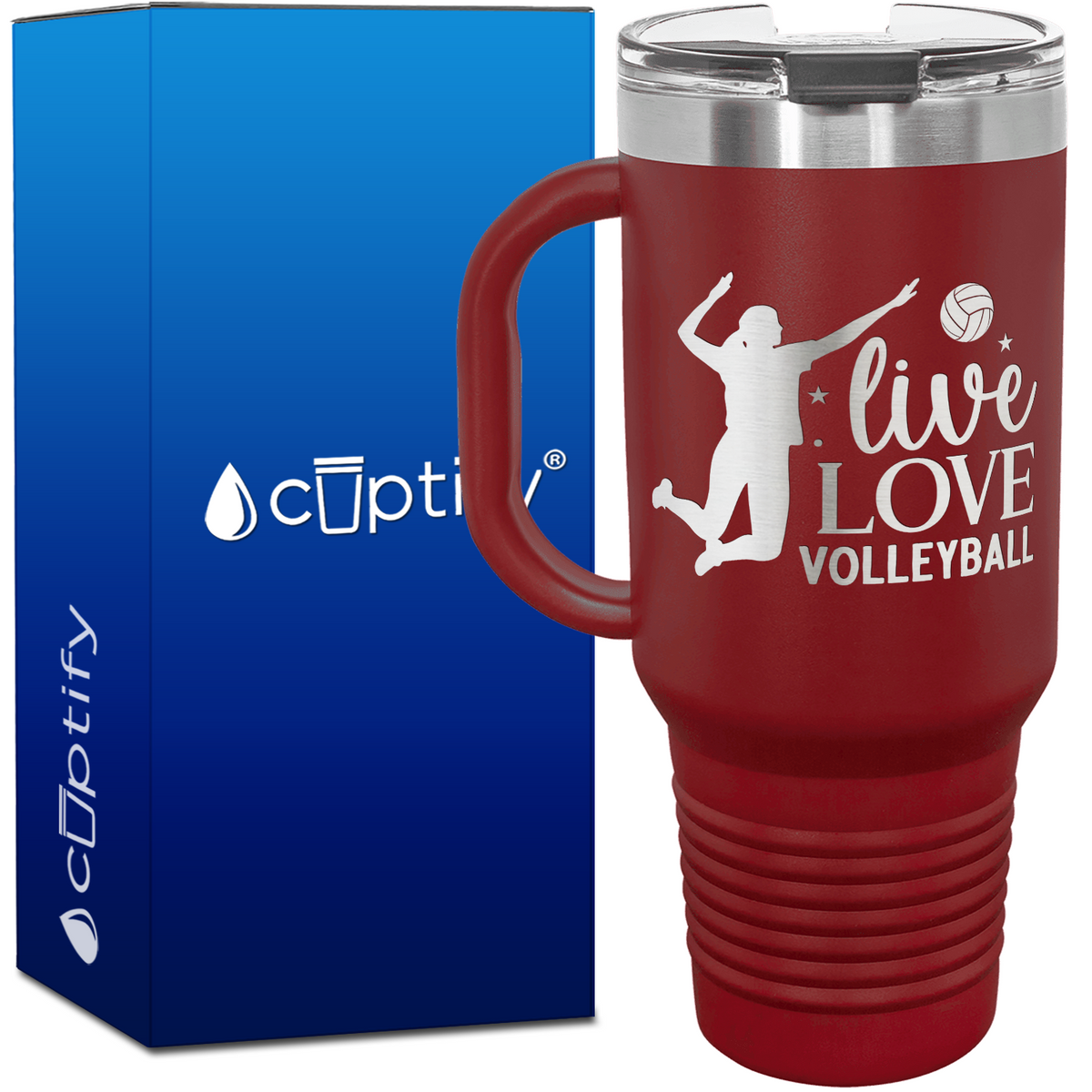 Live Love Volleyball 40oz Volleyball Travel Mug