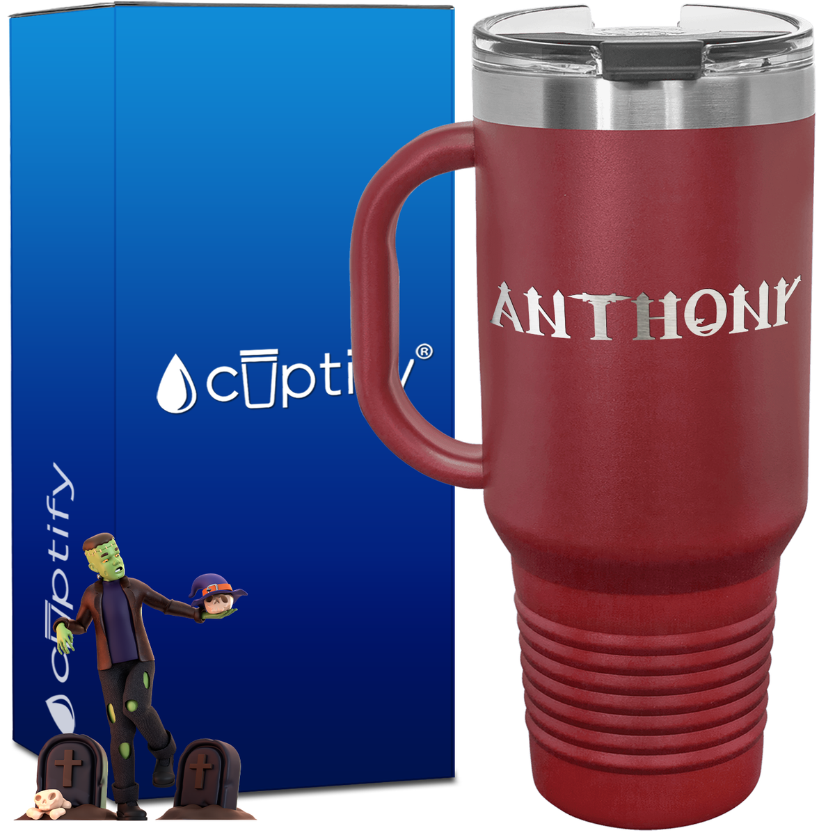 Personalized Creepy Font Style 40oz Halloween Travel Mug
