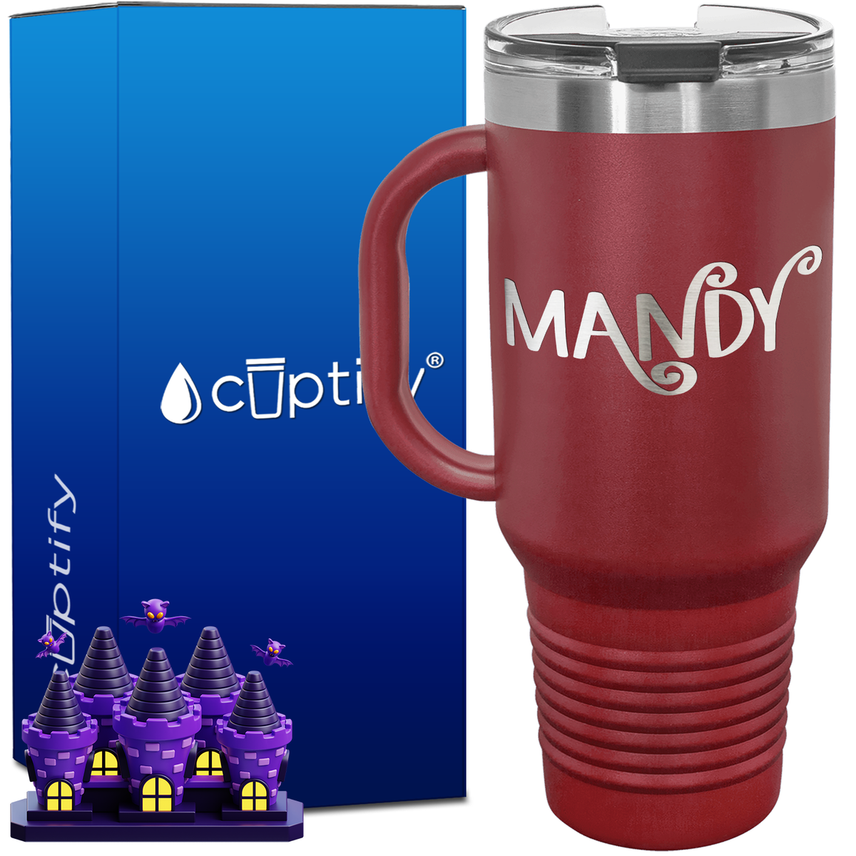 Personalized Curly Spooky Font Style 40oz Halloween Travel Mug