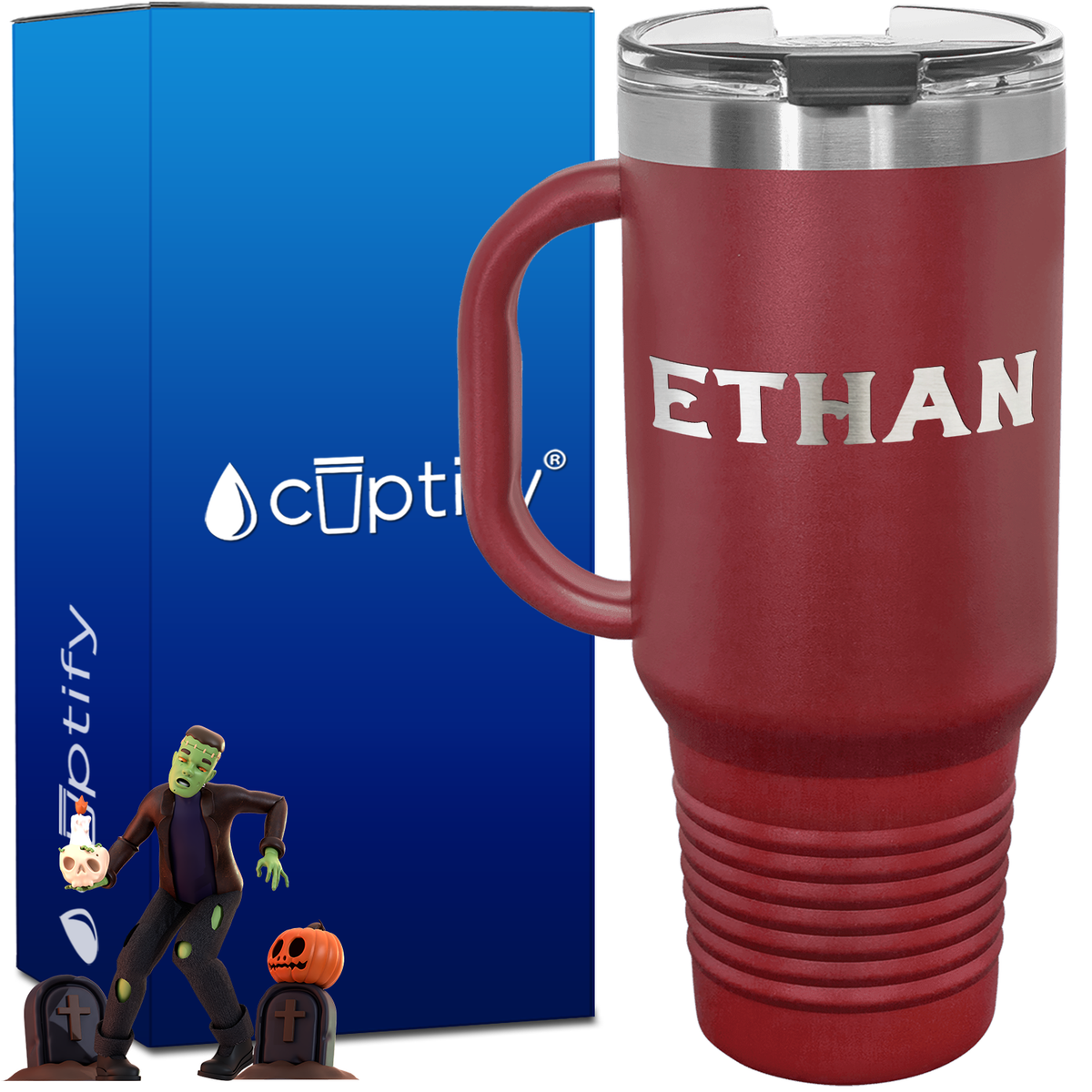 Personalized Grim Font Style 40oz Halloween Travel Mug