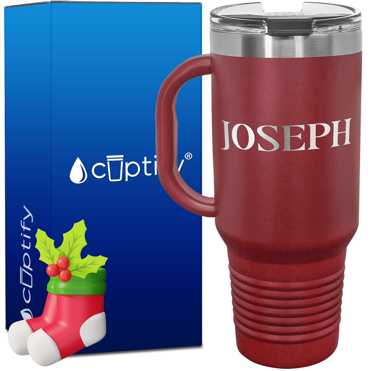 Personalized Merry Christmas Font Style 40oz Christmas Travel Mug