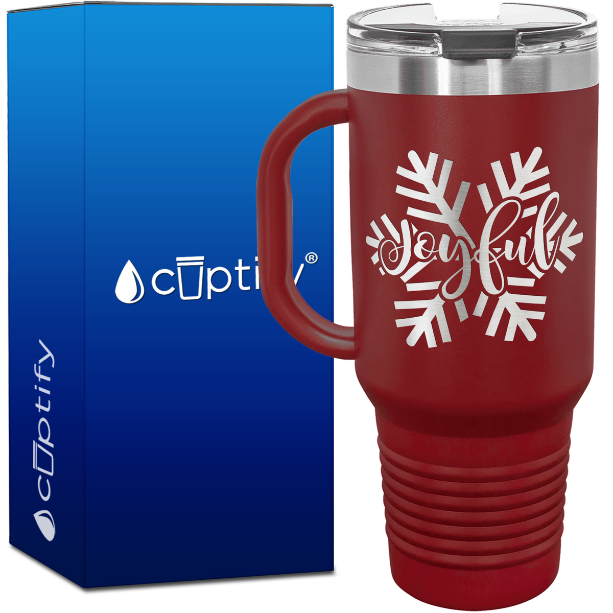 Joyful Snow Flake 40oz Christmas Travel Mug