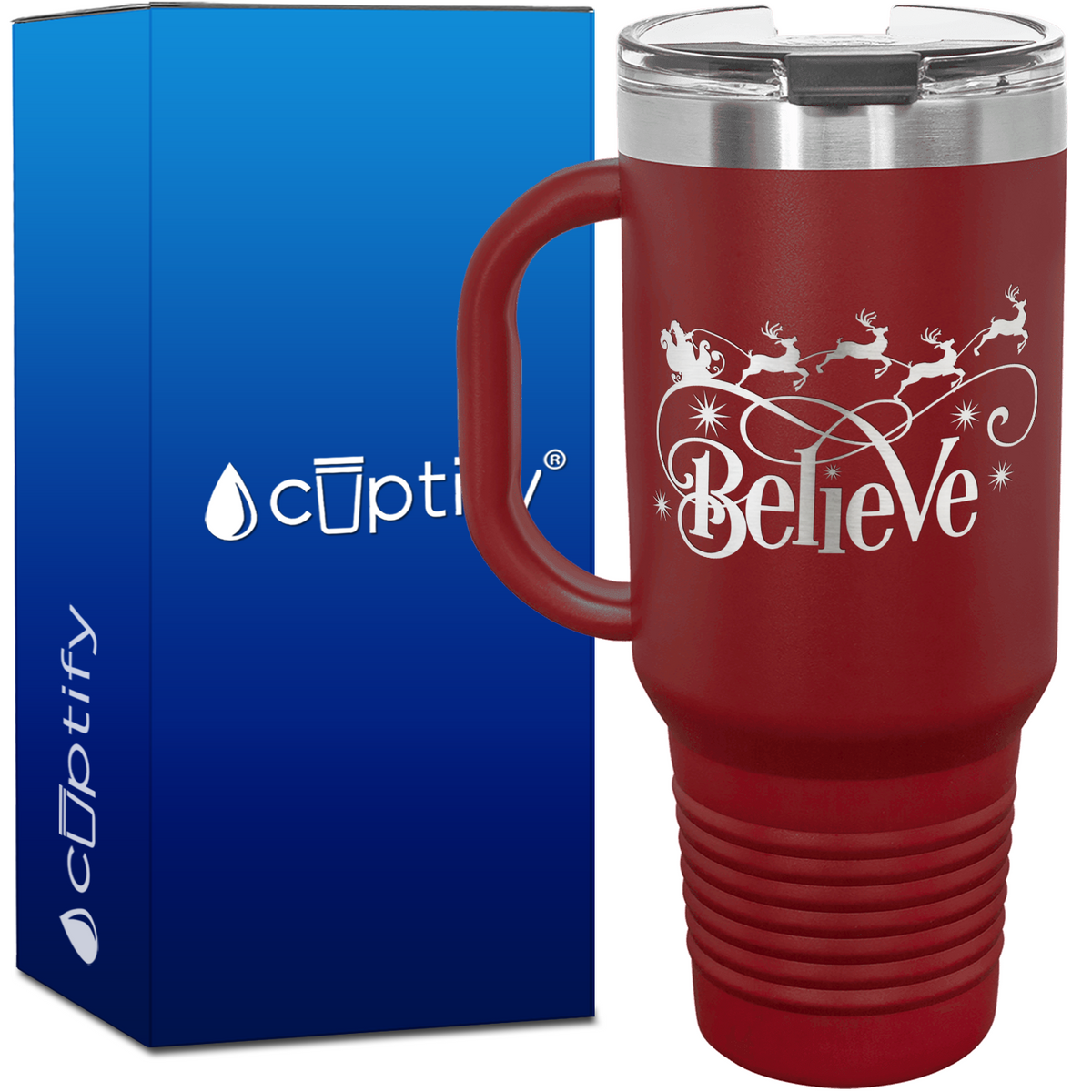 Believe in Stanta 40oz Christmas Travel Mug