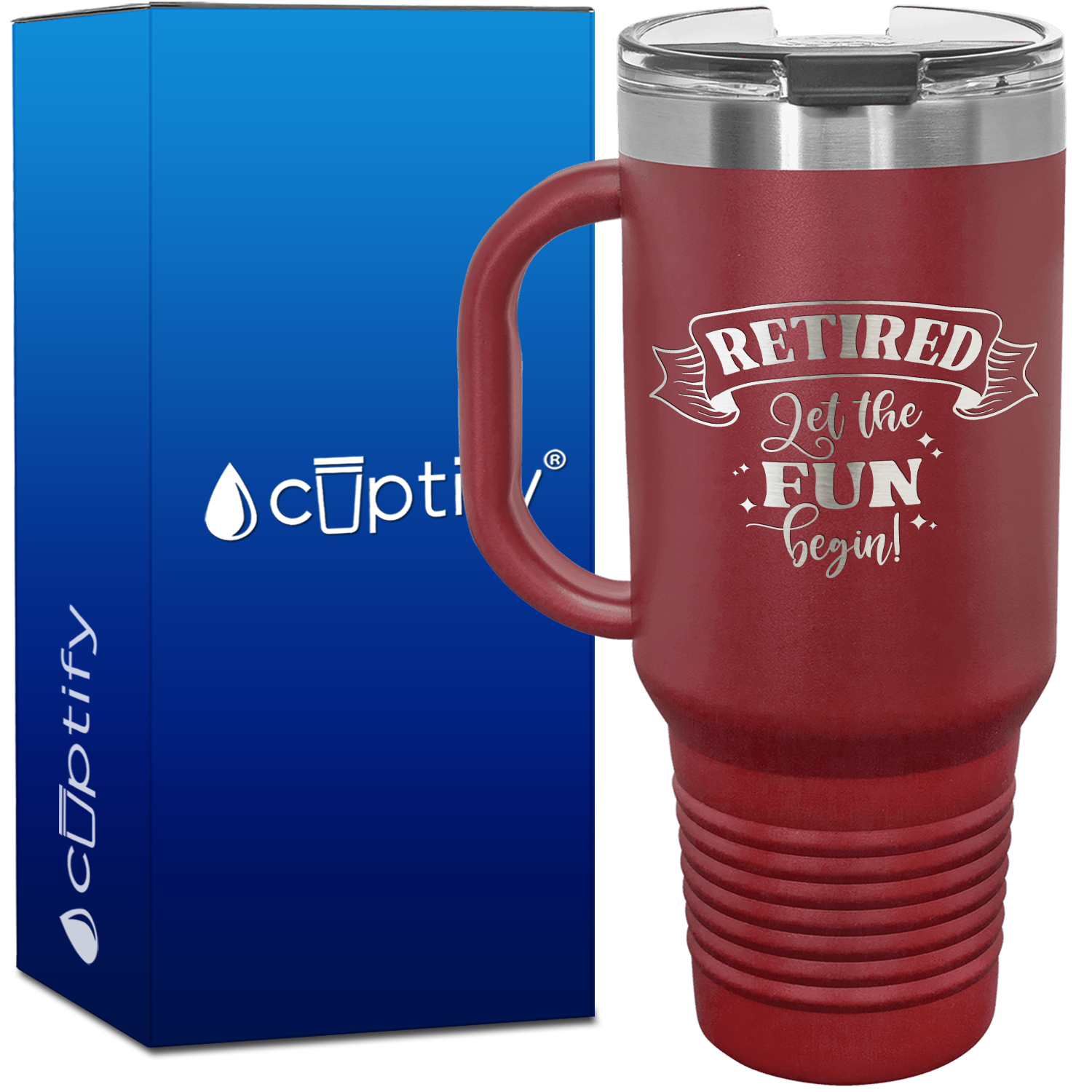 Retired Let the Fun Begin 40oz Retirement Travel Mug