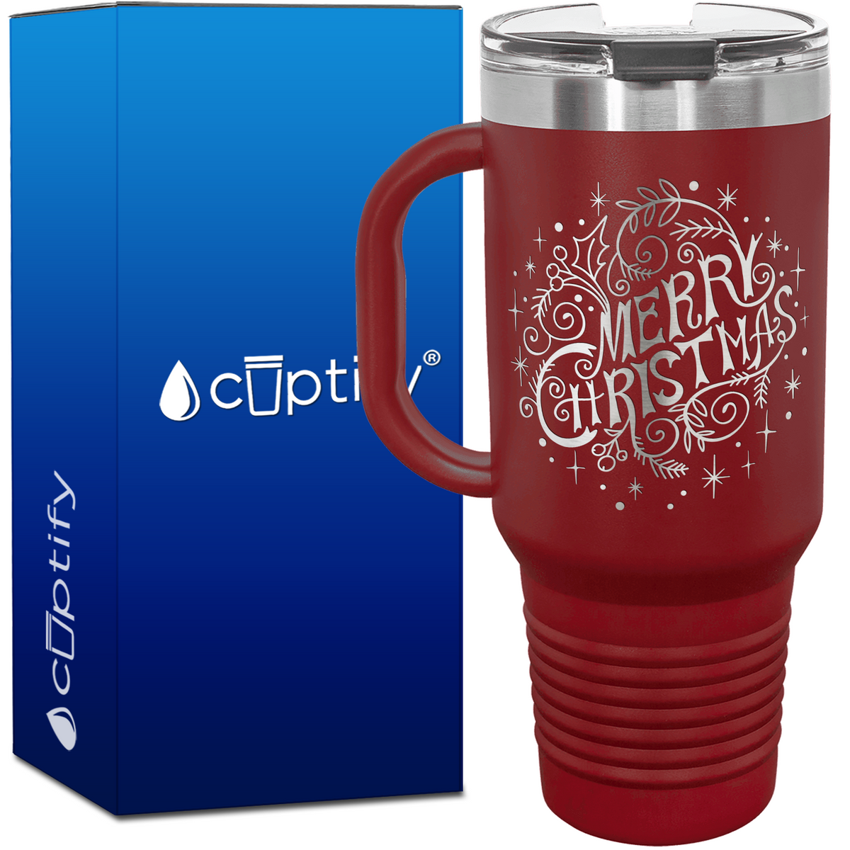 Merry Christmas with Mistletoe 40oz Travel Mug