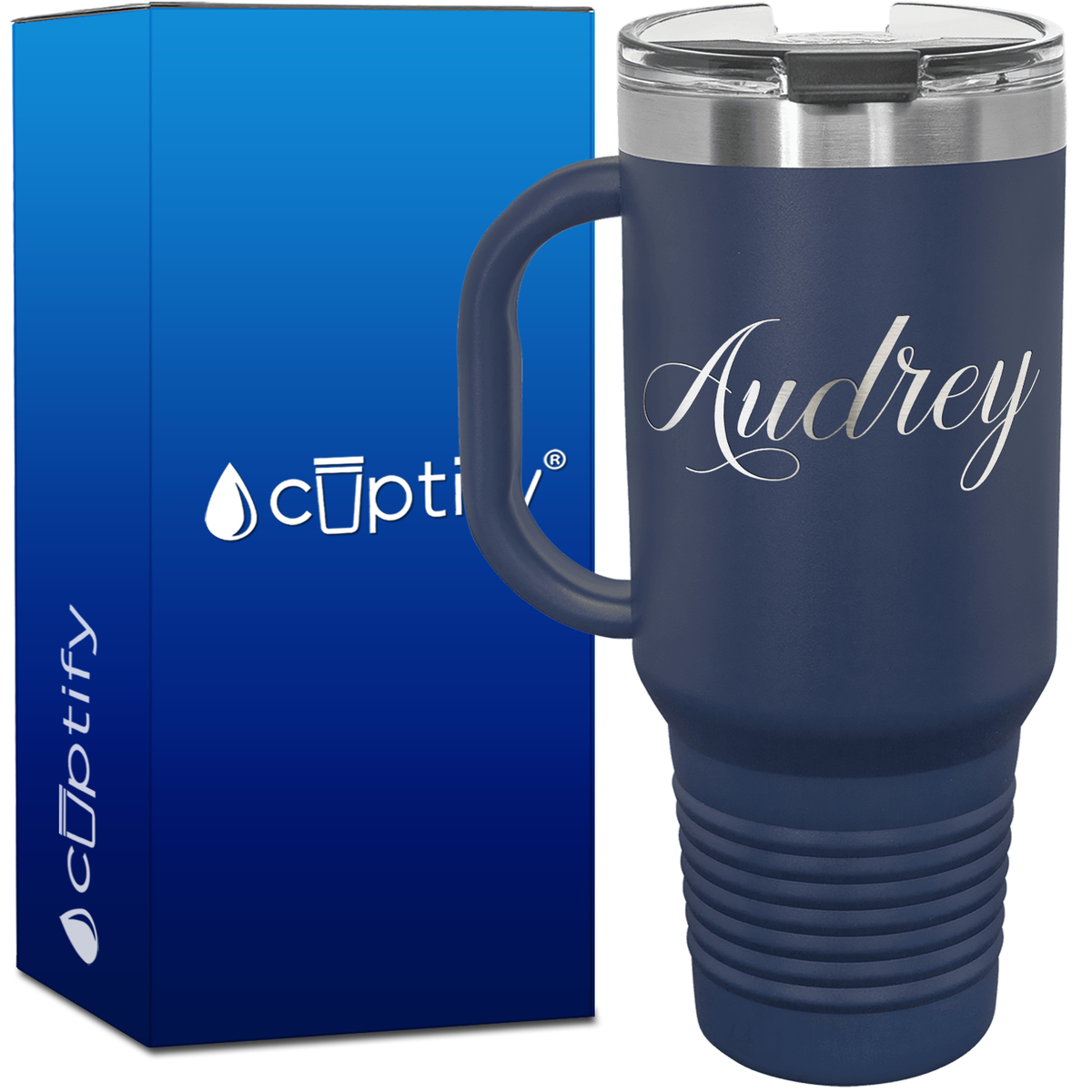Personalized Audrey Font Style 40oz Personalized Travel Mug
