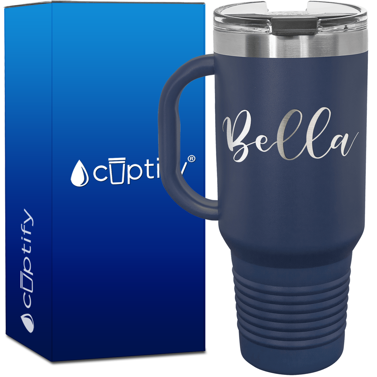 Personalized Bella Font Style 40oz Personalized Travel Mug