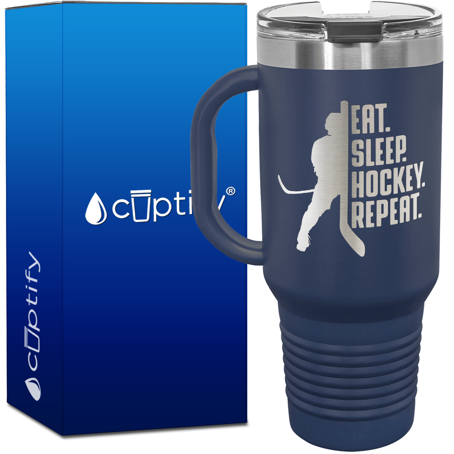 Eat. Sleep. Hockey. Repeat. 40oz Travel Mug