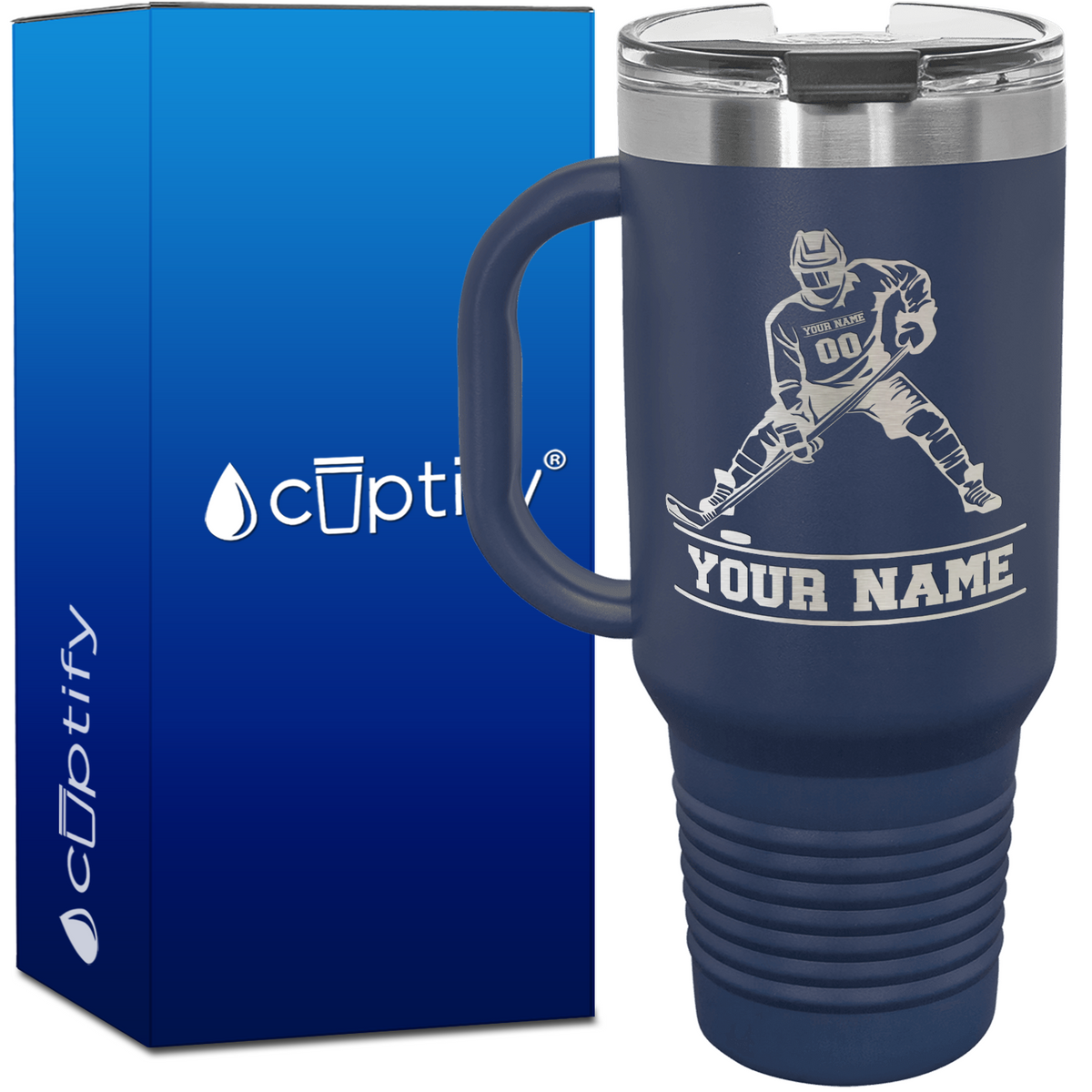 Personalized Hockey Player 40oz Hockey Travel Mug