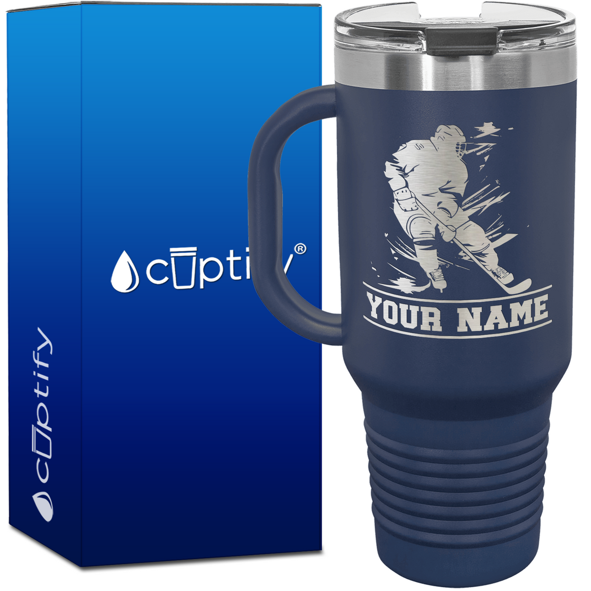 Personalized Skating Hockey Player.40oz Travel Mug