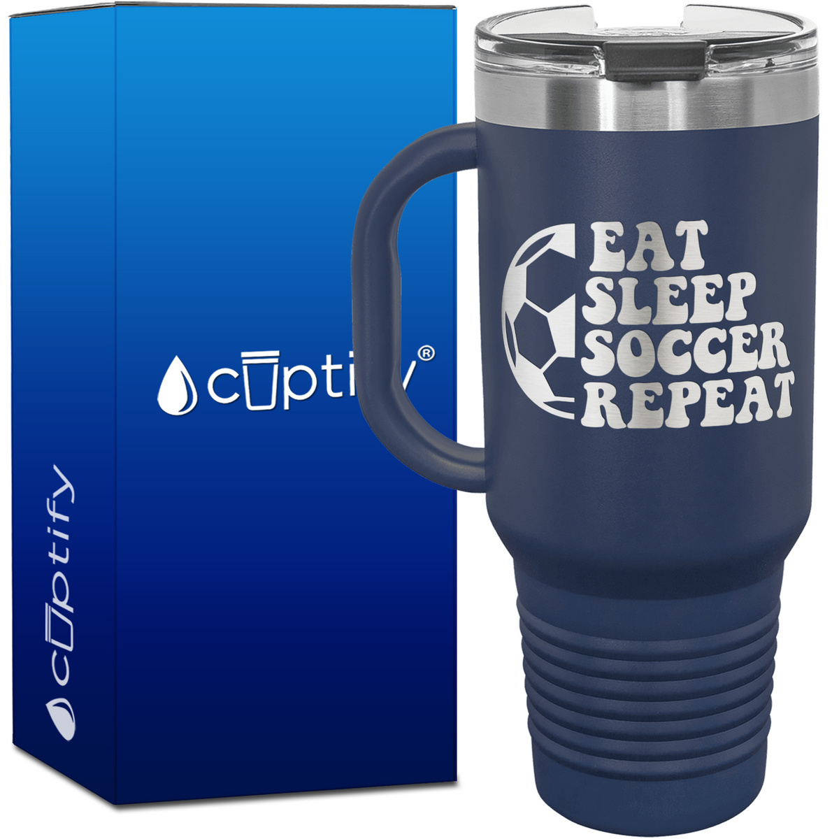 Eat Sleep Soccer Repeat Soccer Ball 40oz Soccer Travel Mug