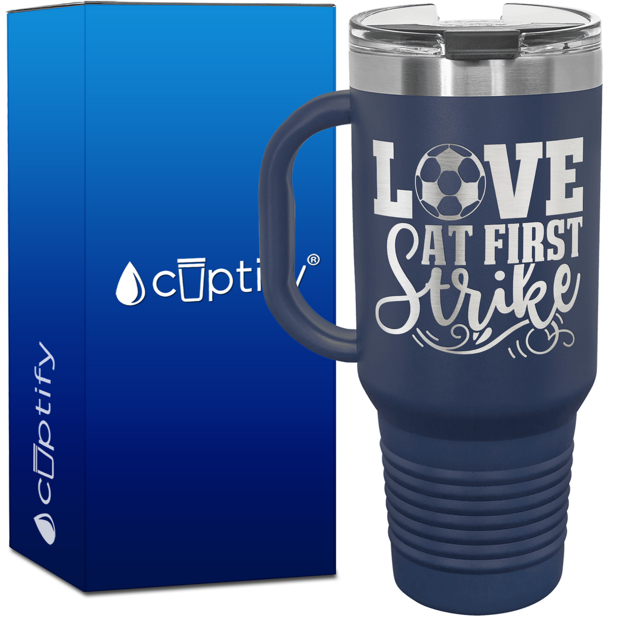 Love at First Strike 40oz Soccer Travel Mug