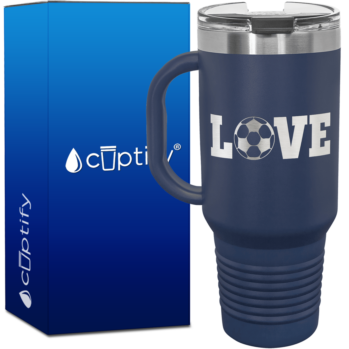 Love Soccer Ball 40oz Soccer Travel Mug