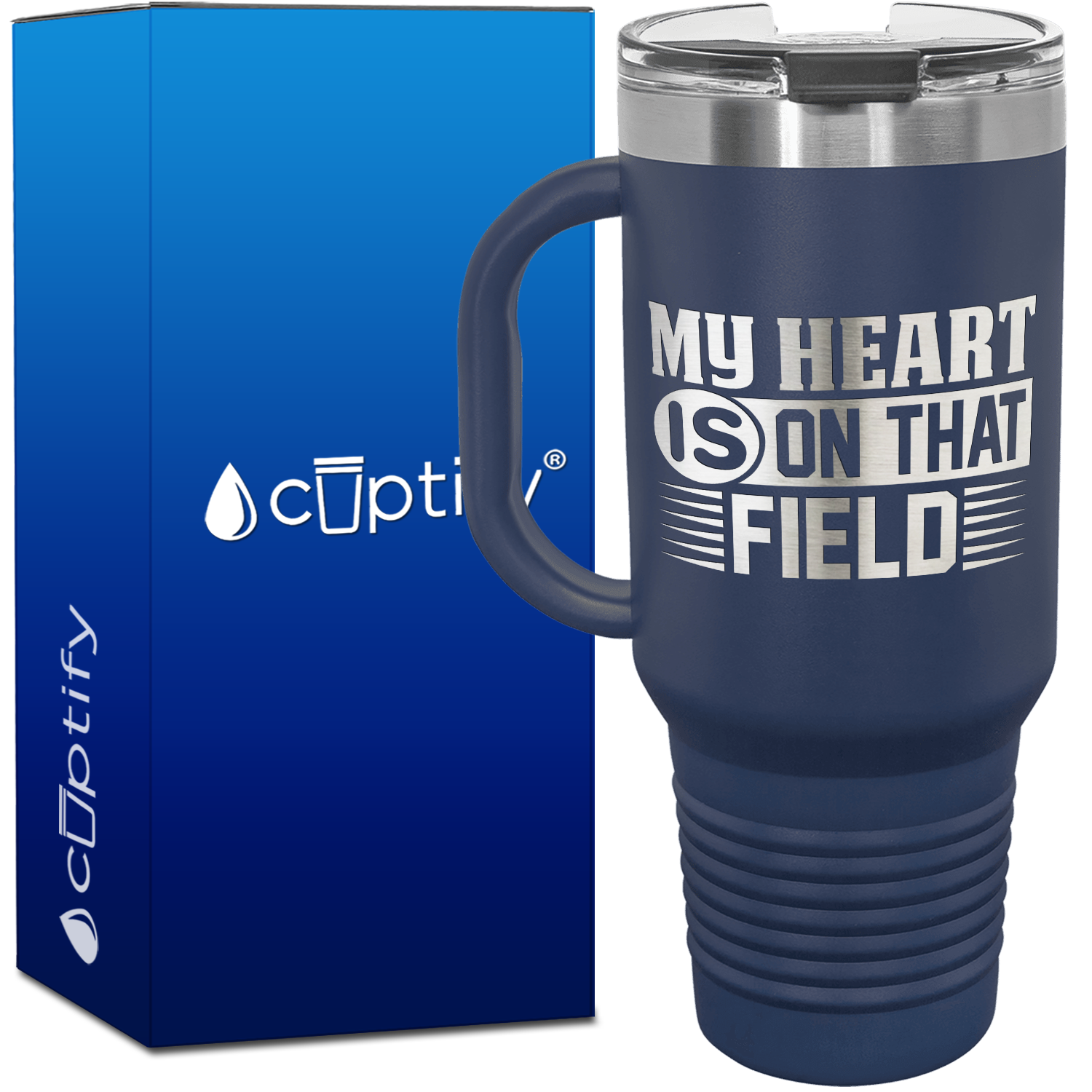 My Heart is on that Field 40oz Soccer Travel Mug