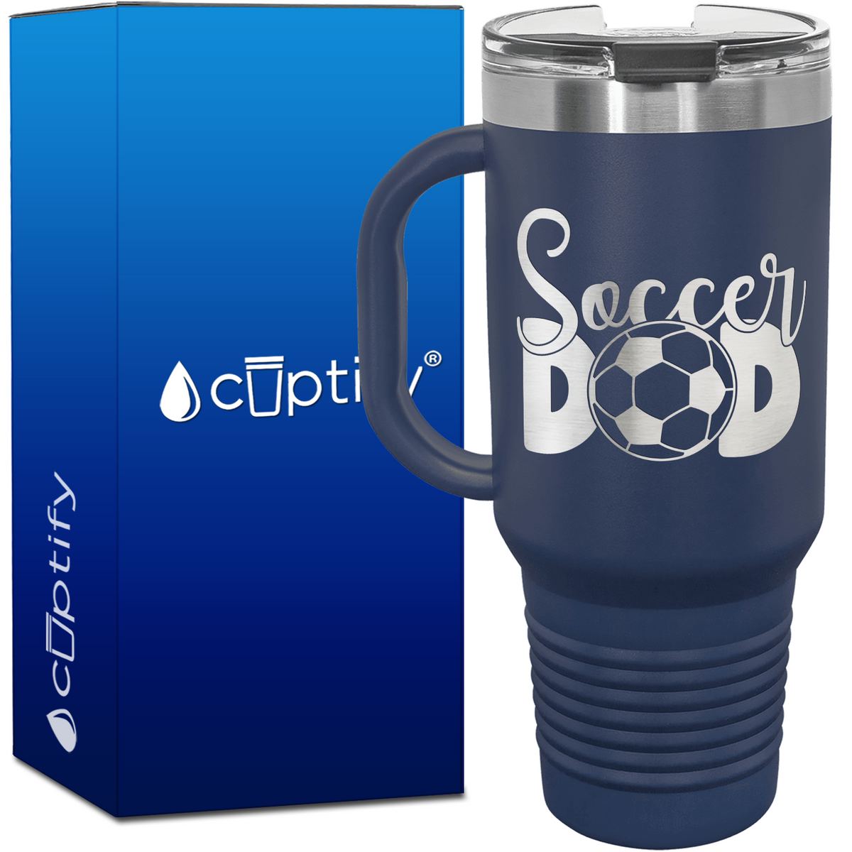 Soccer Dad with Ball 40oz Soccer Travel Mug