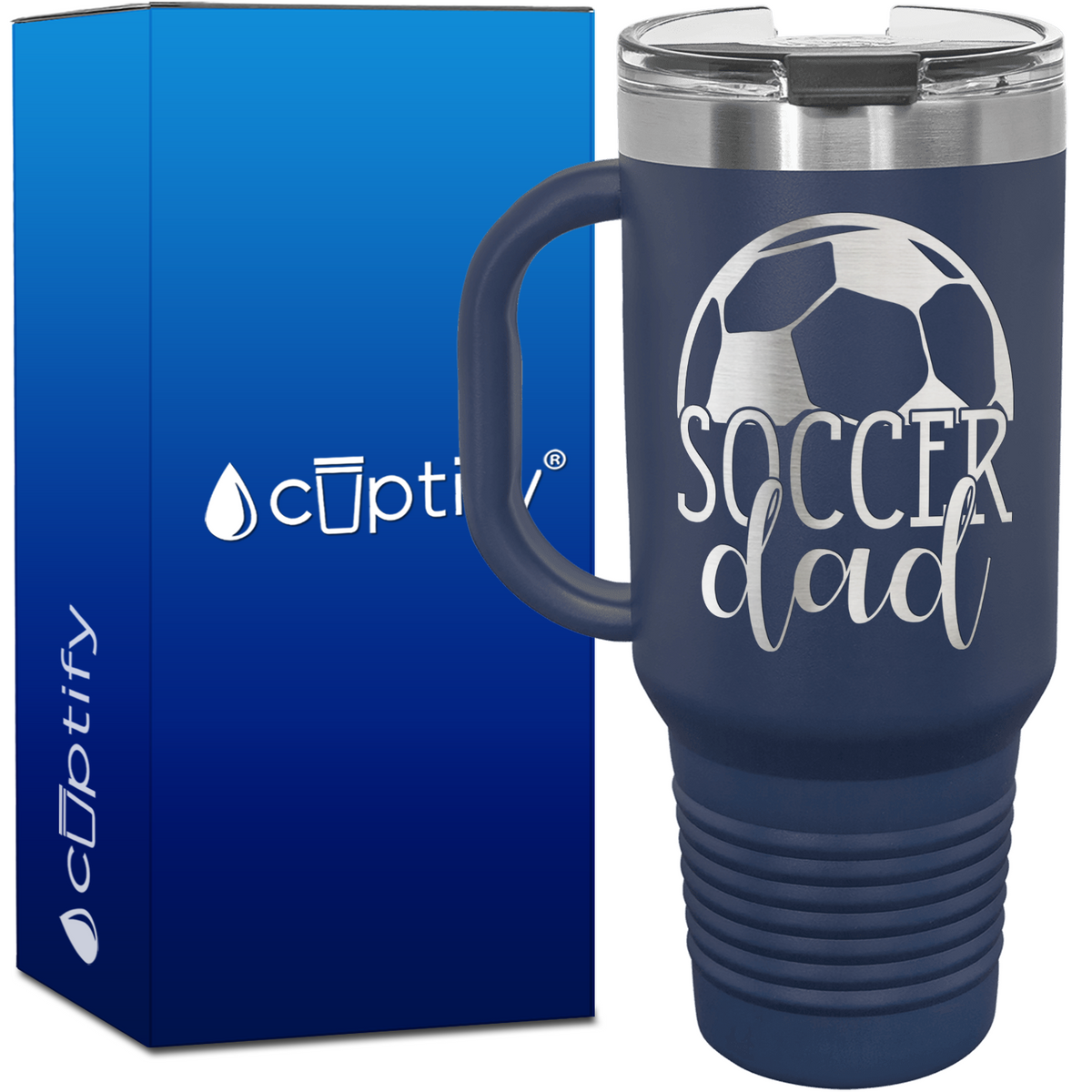 Soccer Dad with Ball on Top 40oz Soccer Travel Mug