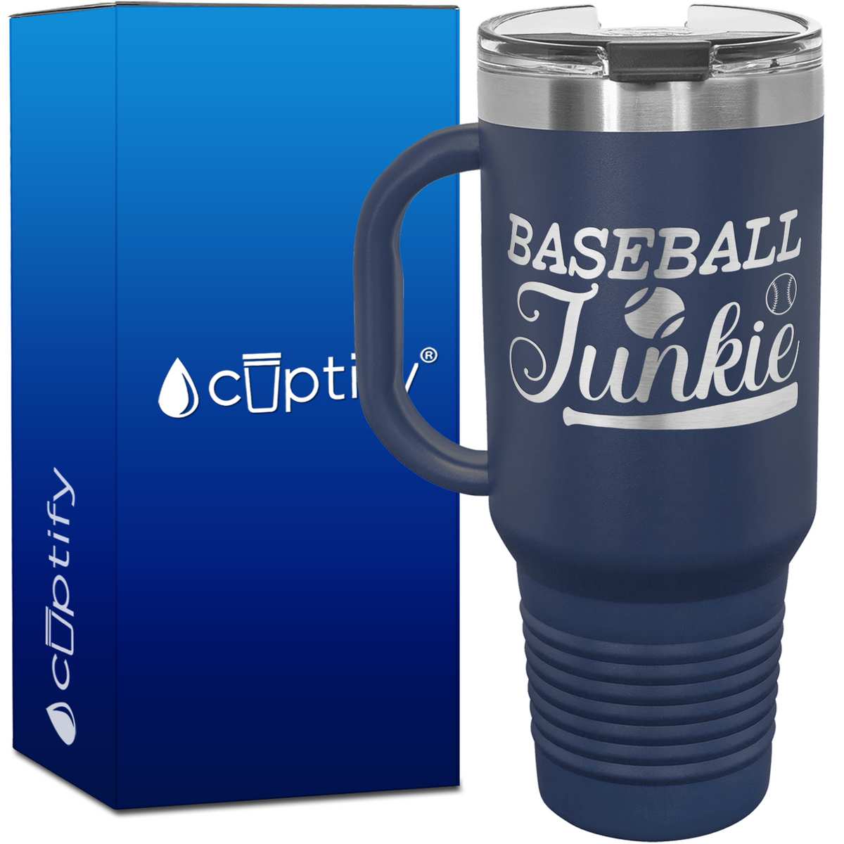 Baseball Junkie 40oz Baseball Travel Mug